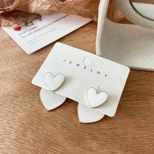 💕Unique Dual Heart White and Gold Earrings💕